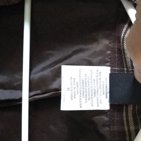 Brown Plaid Light Weight Jacket Poly Rayon Spandex - Picture 7 of 7